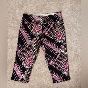 Material Girl Black and Pink Geometric Leggings